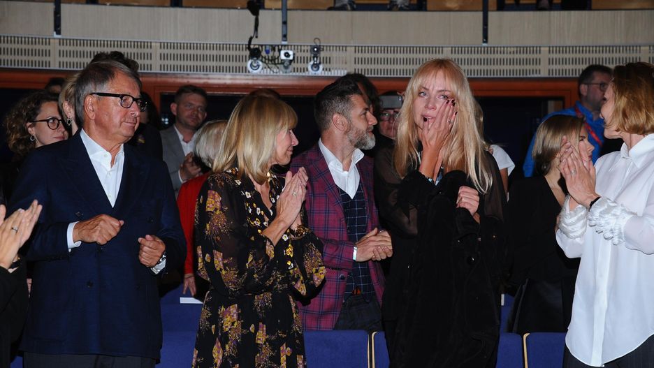 Agnieszka Woźniak-Starak nie kryła łez po seansie filmu zmarłego męża.