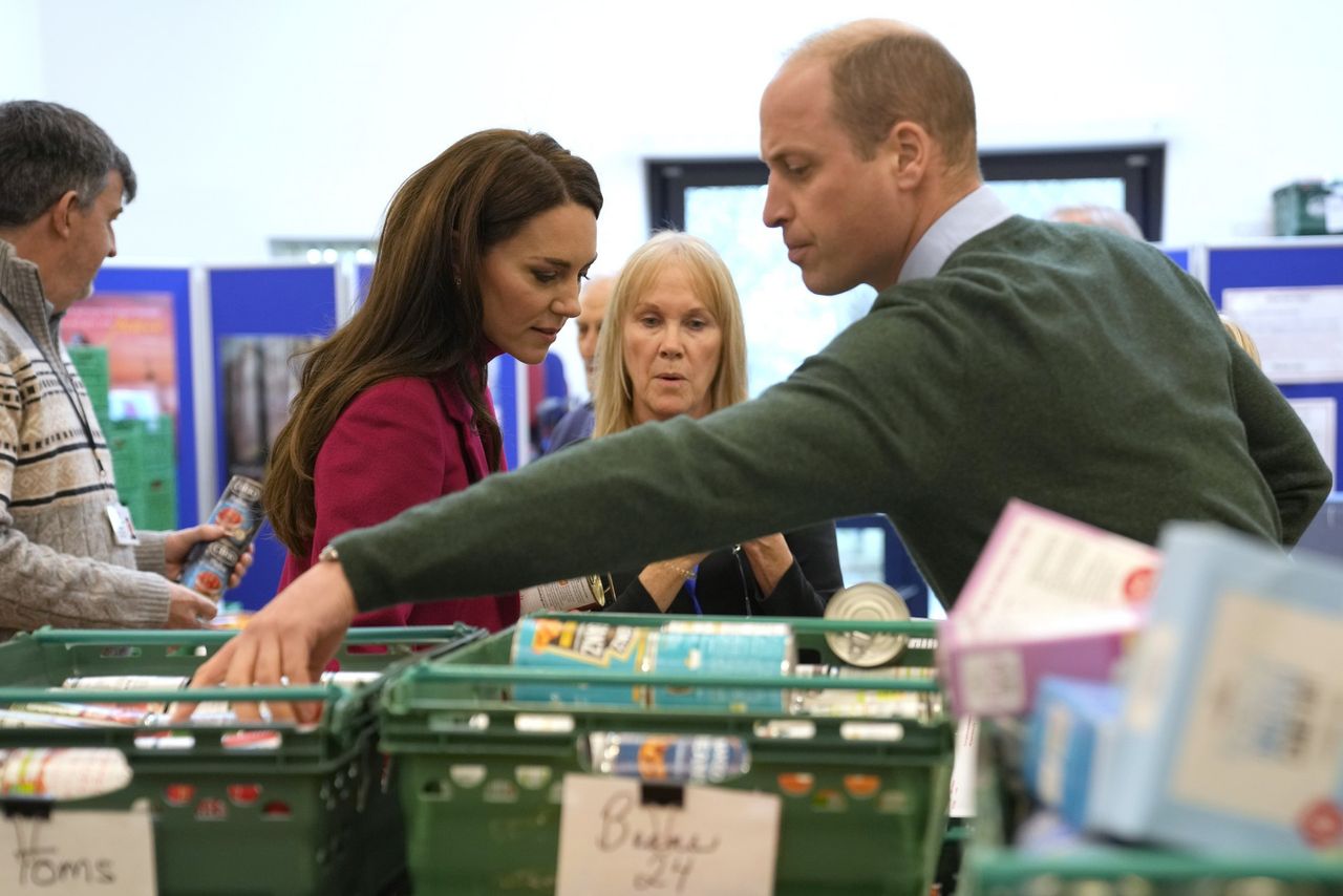 Britain's Kate, Princess of Wales, and Prince William check food baskets during a visit to Windsor Foodshare in Windsor, Thursday, Jan. 26, 2023. The Prince and Princess of Wales learned more about the support that the organisation provides to individuals and families living in the local area, before helping volunteers to sort food donations and prepare packages for the charity's clients., Credit:Avalon.red / Avalon