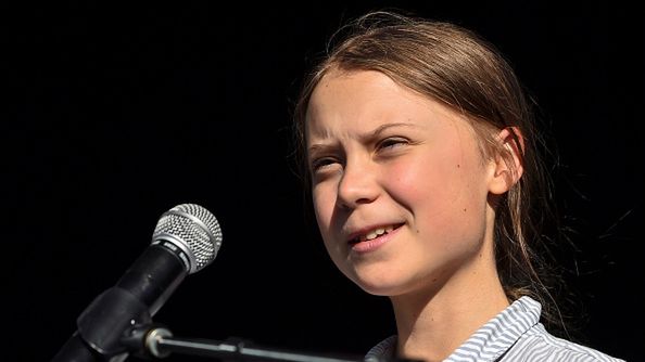 Greta Thunberg w trakcie jednego z wystąpień 