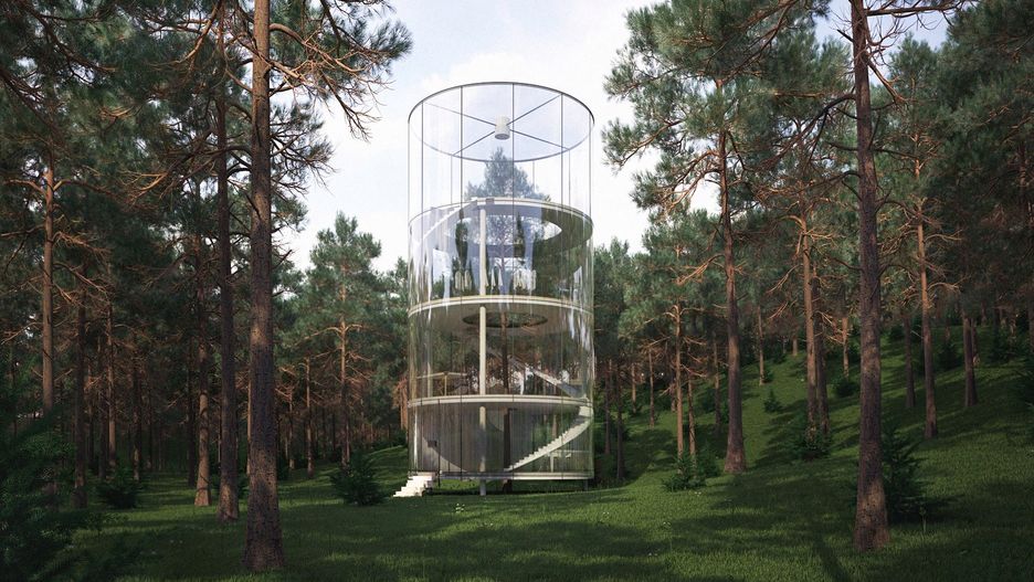 Architekt Aibek Almasov zaprojektował szklany dom, którego centrum stanowi drzewo