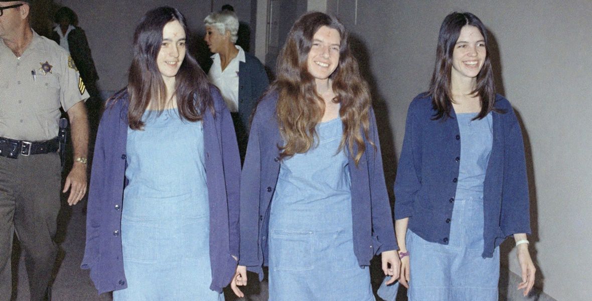 od lewej: Susan Atkins, Patricia Krenwinkel i Leslie van Houten.