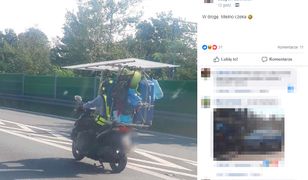 Jechał skuterem na wakacje ze wszystkimi bagażami. Zatrzymała go policja