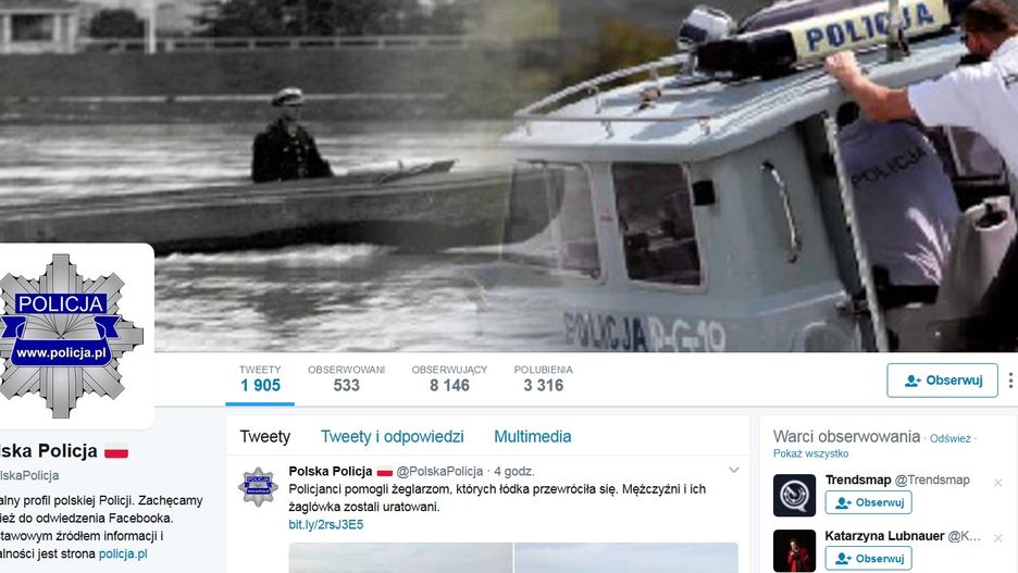 Profil polskiej Policji na Twitterze