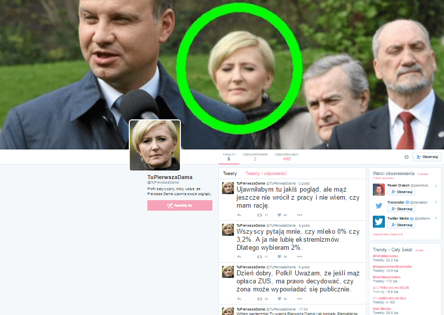 Fikcyjne konto Agaty Dudy na Twitterze