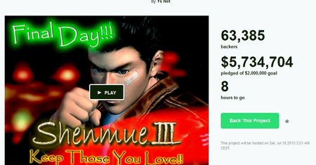 Shenmue III największym kickstarterowym hitem w historii. Zbiórka kończy się za 9 godzin
