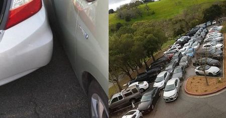 Dantejskie sceny na parkingu Tesli
