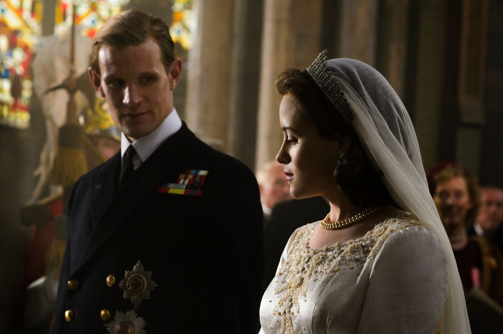 Matt Smith i Claire Foy w serialu "The Crown". 