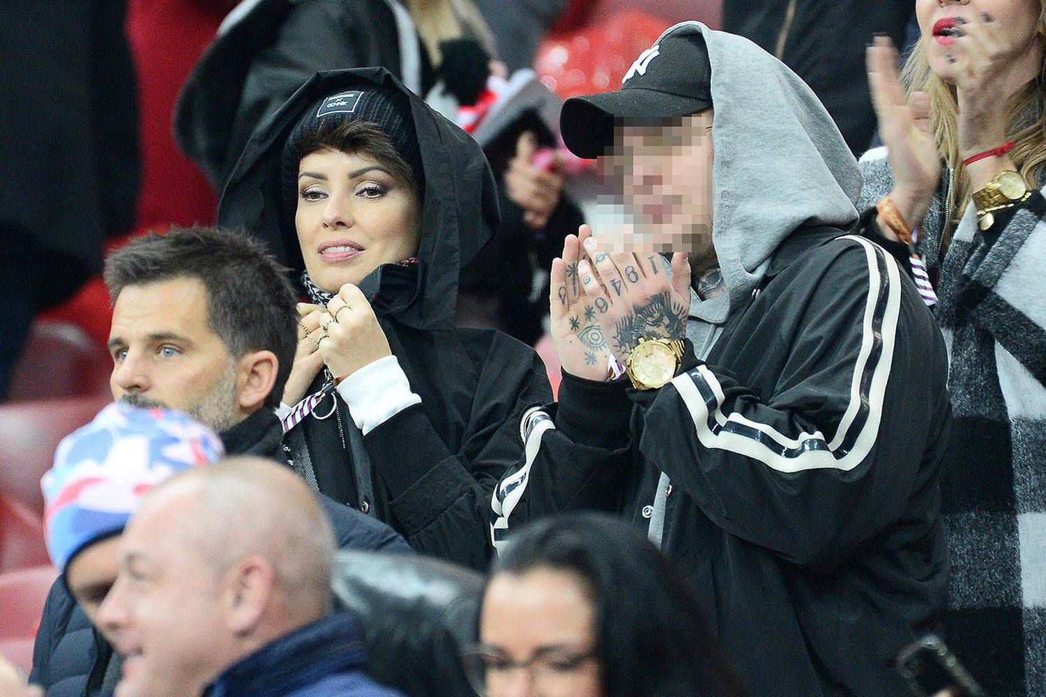 Dorota Gardias na meczu Polska-Słowenia w towarzystwie tajemniczego mężczyzny