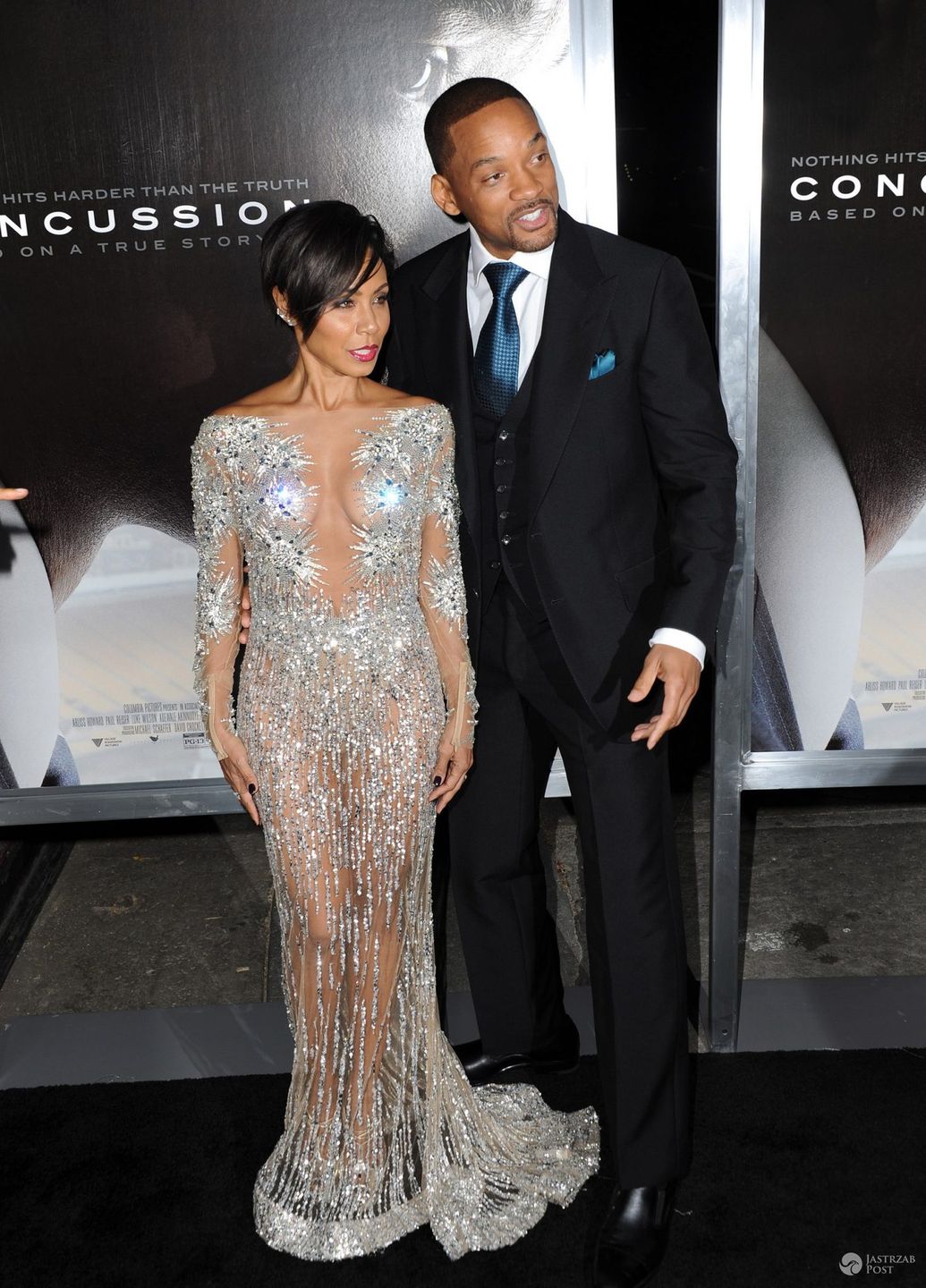 Will Smith i Jada Pinkett Smith w kreacji Zuhaira Murada na premierze filmu "Wstrząs" (fot. ONS)