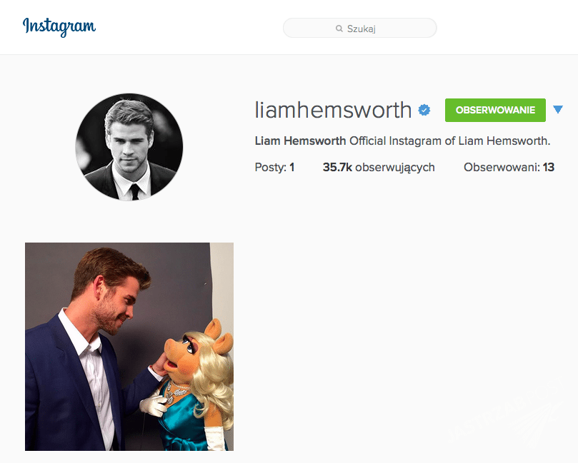 Liam Hemsworth na Instagramie