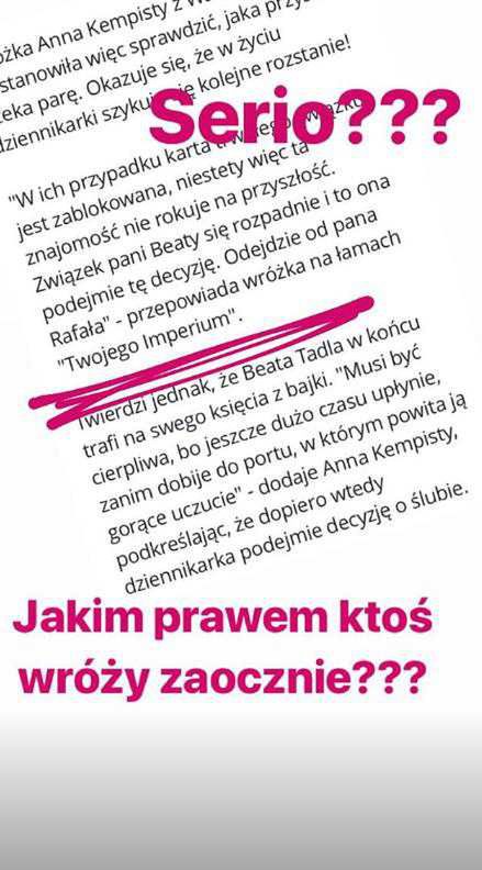 Beata Tadla - Instastories screen