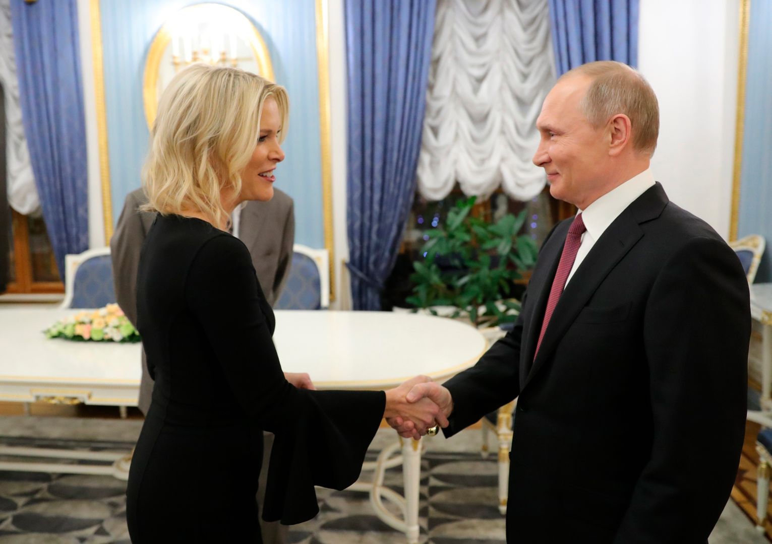 Władimir Putin z dziennikarką NBC Megyn Kelly przed wywiadem 