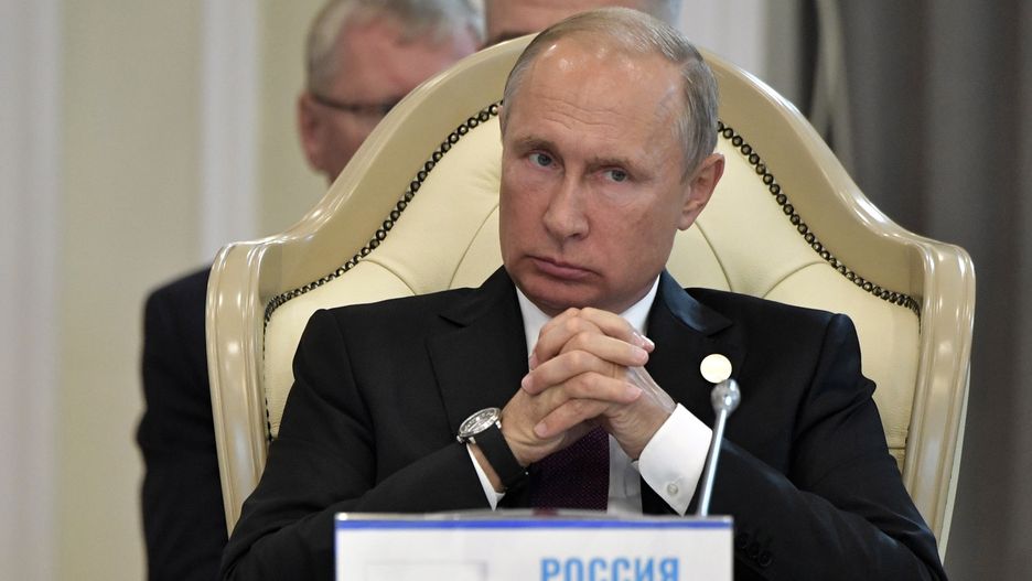 Władimir Putin na konferencji w Aktau w Kazachstanie
