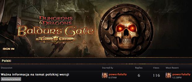 Baldur's Gate: Enhanced Edition będzie po polsku, a gracze mają istotny wpływ na kształt tej gry