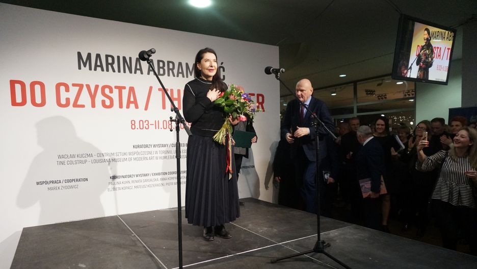 Marina Abramović na wernisażu w Toruniu, 7 marca 2019 r.