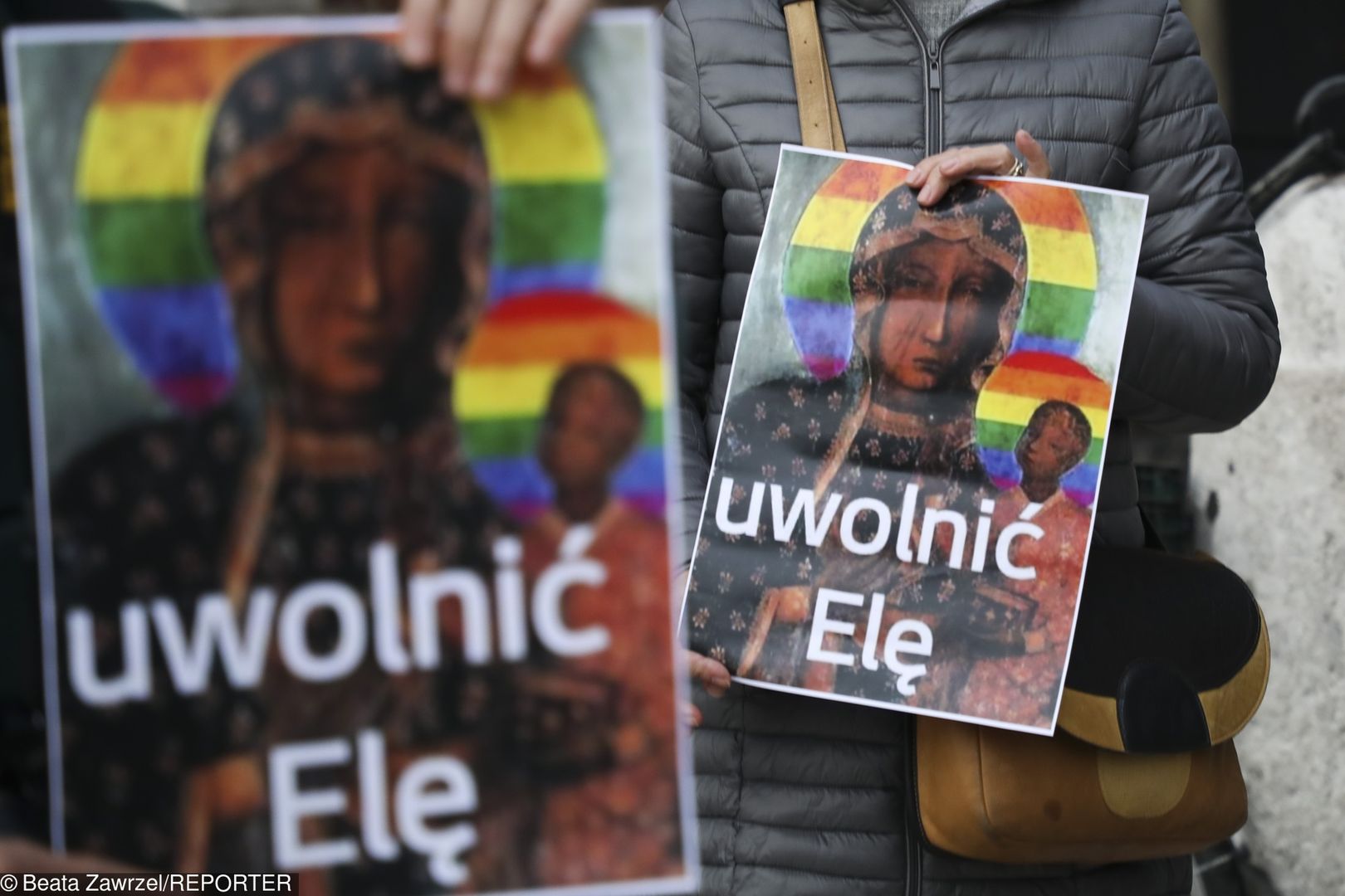 Protest w obronie autorki plakatu tęczowej Matki Boskiej.
