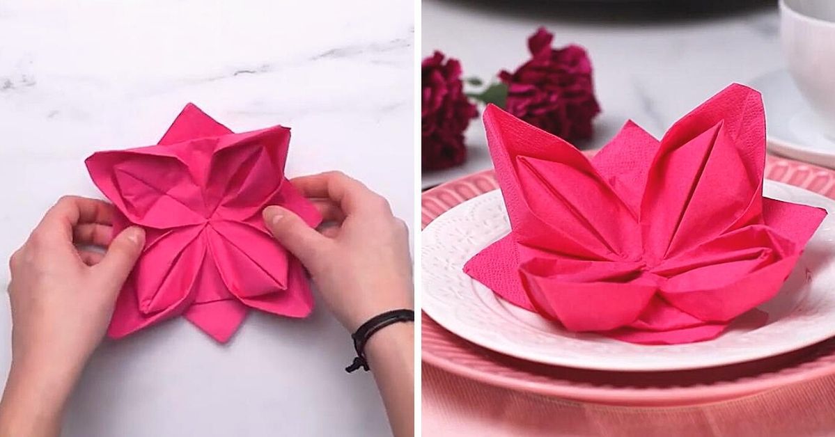 Piękny kwiat lotosu z serwetki DIY. Łatwa do zrobienia ozdoba na każdą okazję