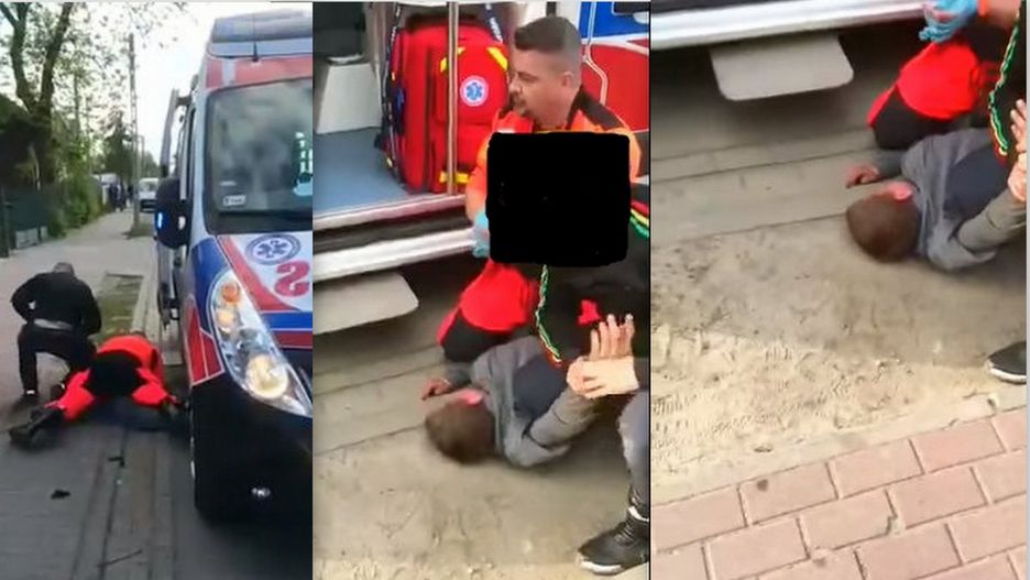 Atak na ratowników medycznych. Napastnicy obezwładnieni.