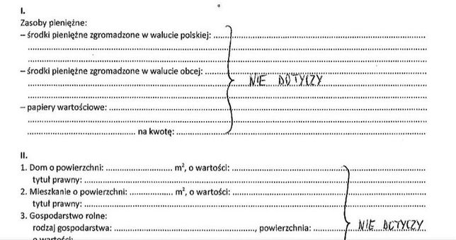 Nie dotyczy, nie dotyczy, nie dotyczy - i tak jest w całym dokumencie. 