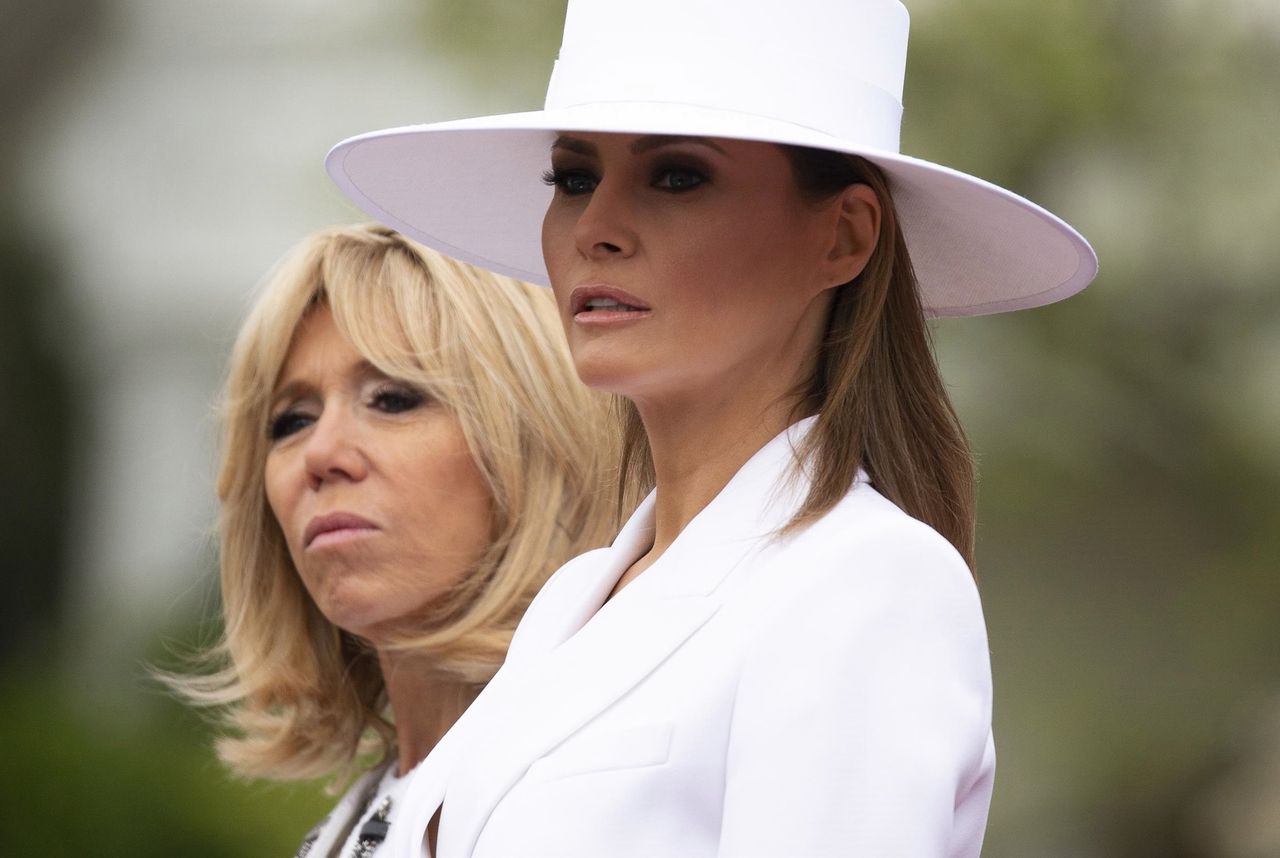 Melania Trump i Brigitte Macron na przyjęciu w Białym Domu. Eleganckie i szykowne