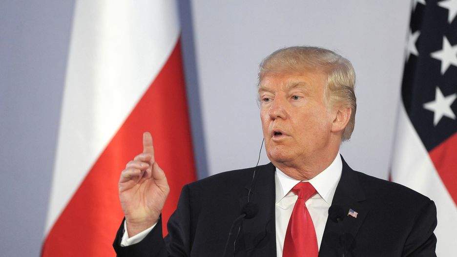 Prezydent Donald Trump podczas wizyty w Polsce