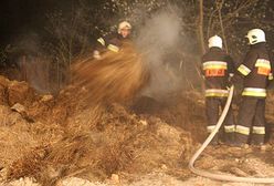 Potężny pożar słomy