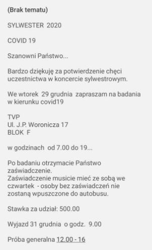 Screen z portalu Plotek - ogłoszenie o pracy w sylwestra dla TVP