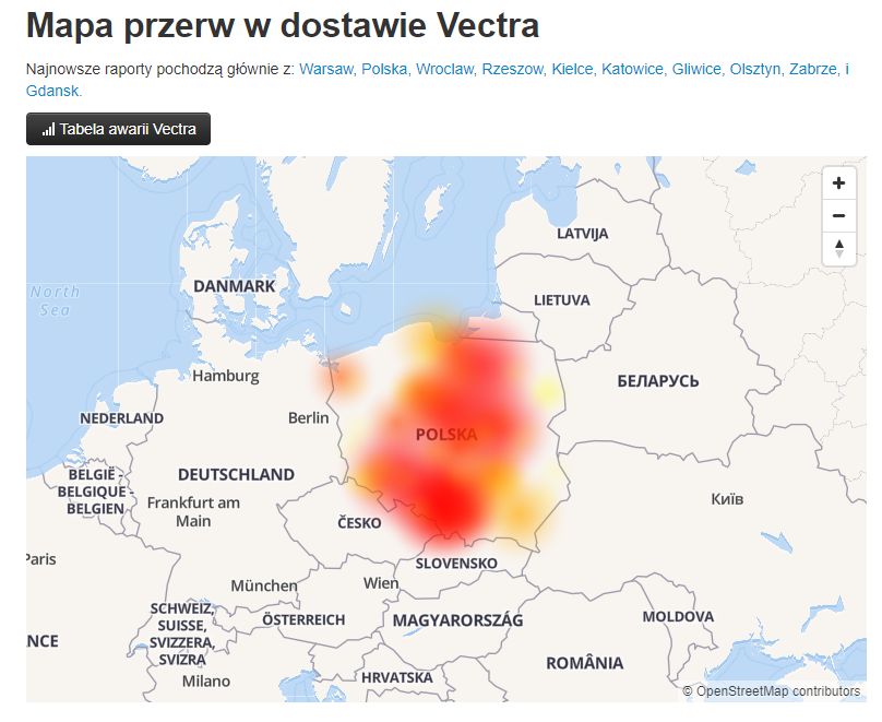 Przerwy w dostawie internetu w Polsce. Mapy pokazują skale problemu