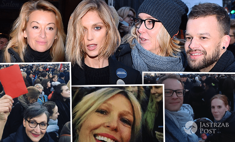 Gwiazdy na strajku w Międzynarodowy Dzień Kobiet! Anja Rubik, Martyna Wojciechowska, Agata Młynarska [GALERIA + WIDEO]