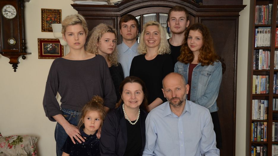 Bożena Pietras z rodziną