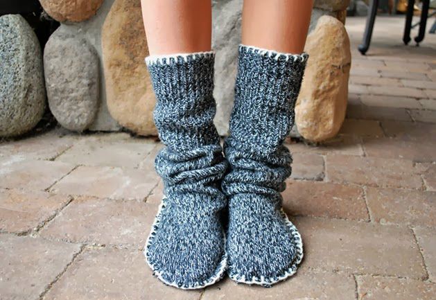 Upcycled Sweater Slipper Boots