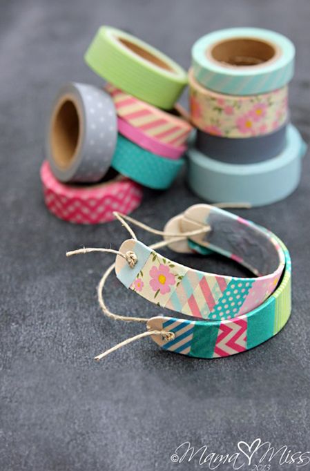 Washi Tape Wooden Bracelets