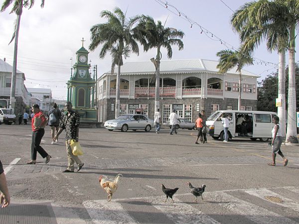 Centrum stolicy Basseterre, która znajduje się na wyspie Saint Kitts 