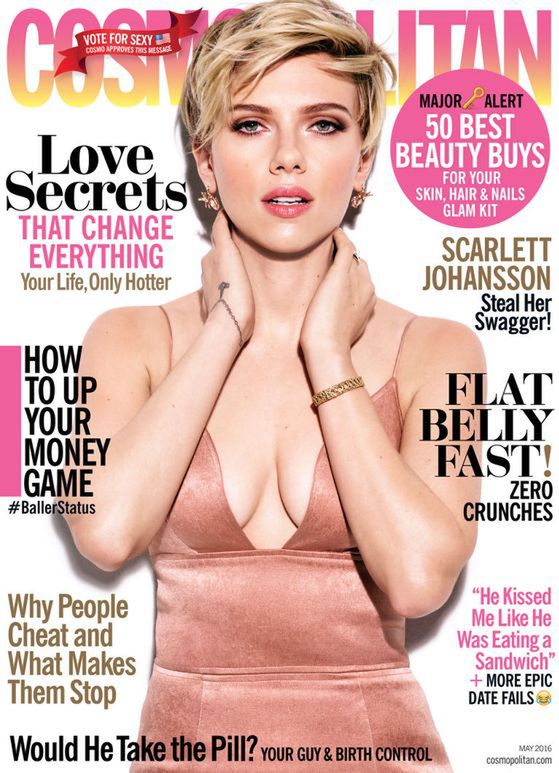 Scarlett Johansson na okładce majowego "Cosmopolitan"