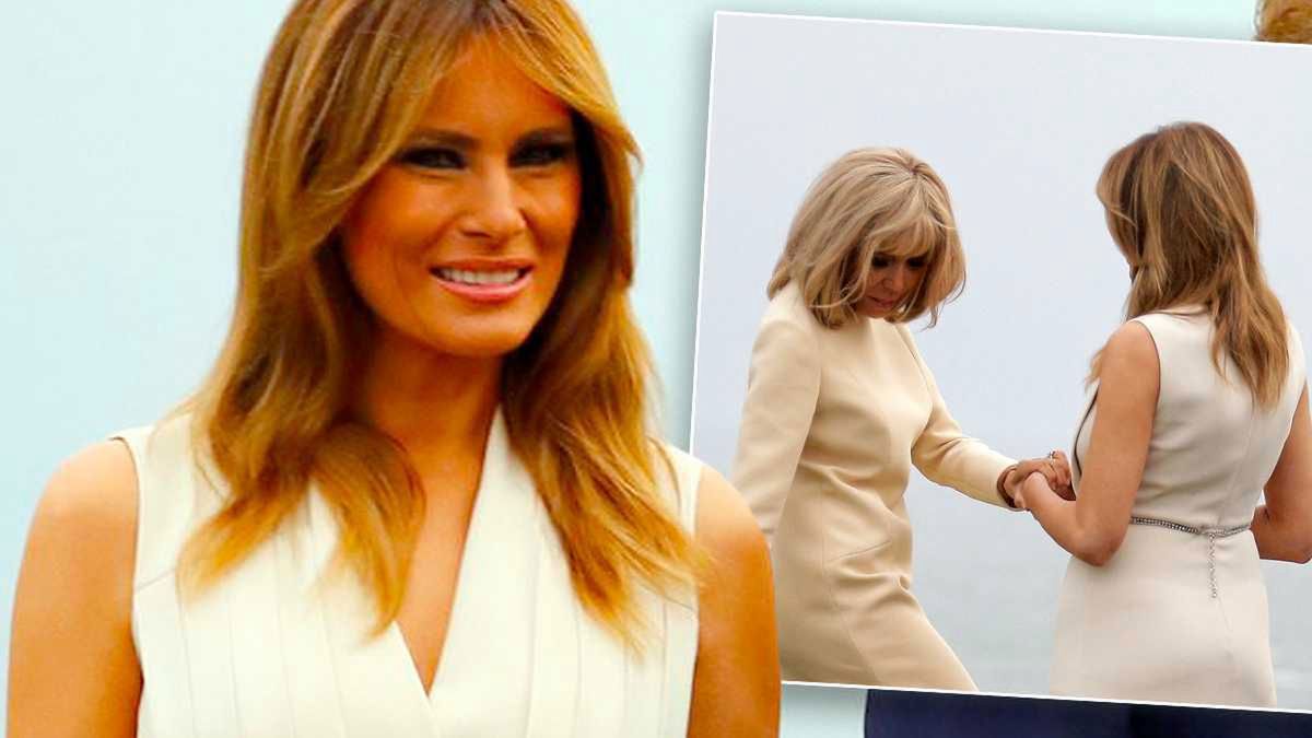 Melania Trump w sukience Gucci podczas wizyty we Francji. Brigitte Macron nie miała przy niej szans