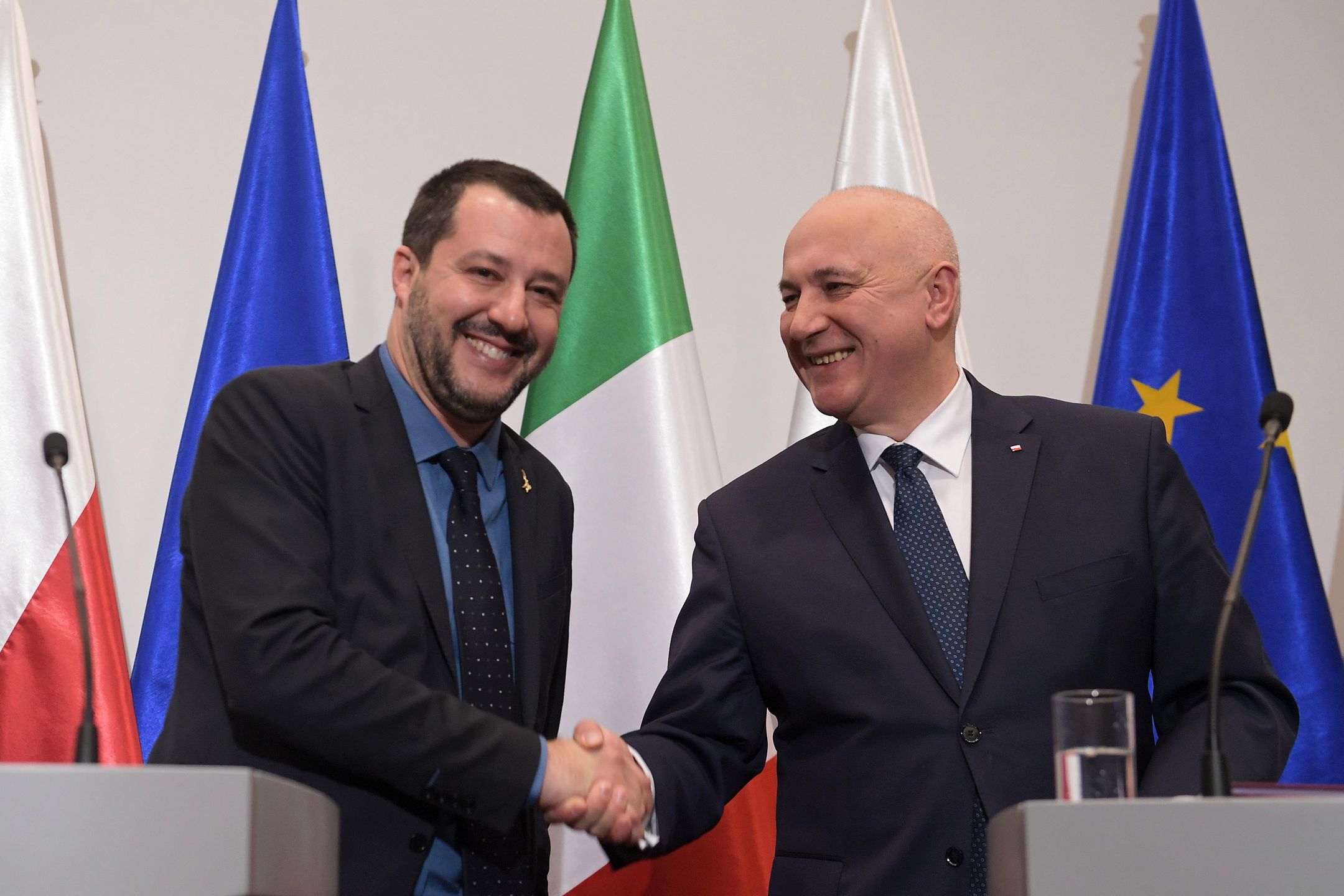 Matteo Salvini przed rozmową z Jarosławem Kaczyńskim spotkał się ze swoim odpowiednikiem, Joachimem Brudzińskim