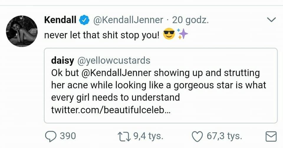 Kendall Jenner odpowiada na problemy z cerą