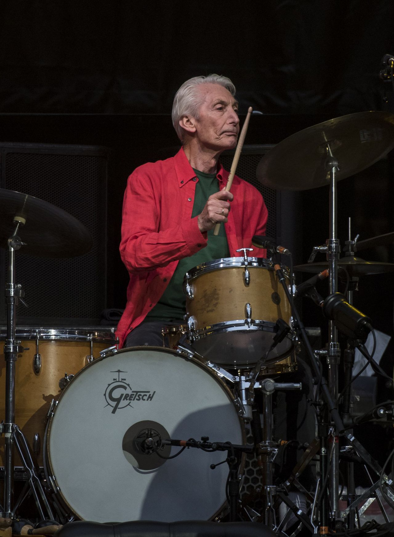 The Rolling Stones performing at The  Principality Stadium, Cardiff, Wales on 15th June 2018.  Charlie Watts - drums.