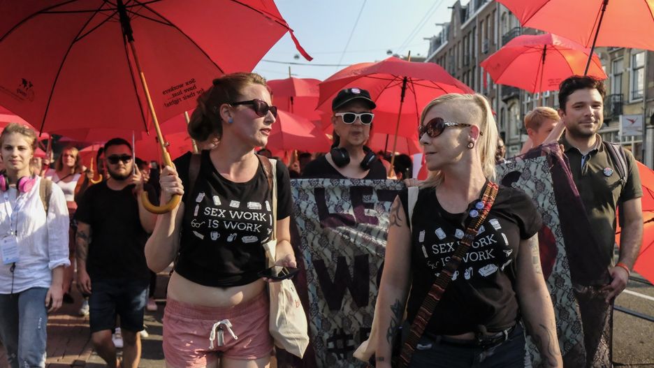 Protest pracowników seksualnych w Amsterdamie