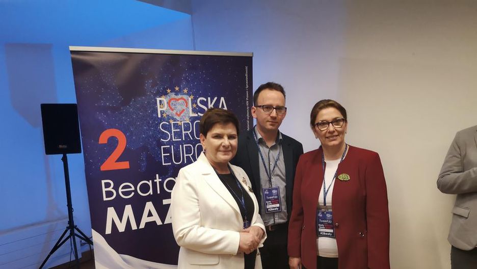 Wybory do Parlamentu Europejskiego 2019. Na zdjęciu (od lewej): Beata Szydło, Artur Kwapiński, Beata Mazurek