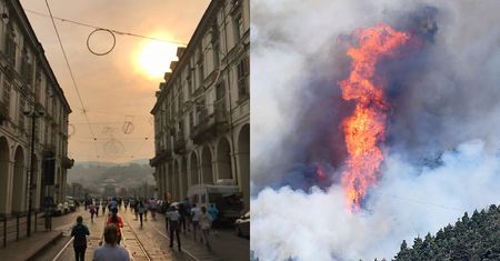 Piekło w Piemoncie a oni biegali. Płomienie na 70 metrów i gęsty smog nie powstrzymał maratonu w Turynie