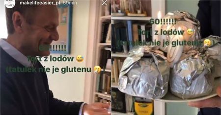 Donald Tusk dostał nietypowy tort na urodziny. Polityk nie ukrywał radości