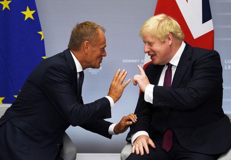 Brexit. Szef Rady Europejskiej Donald Tusk i premier Wielkiej Brytanii Borys Johnson podczas szczytu G7.