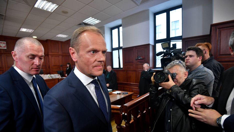 Donald Tusk podczas przesłuchania w kwietniu 