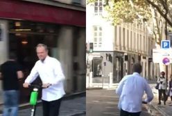Donald Tusk jeździ po Paryżu hulajnogą
