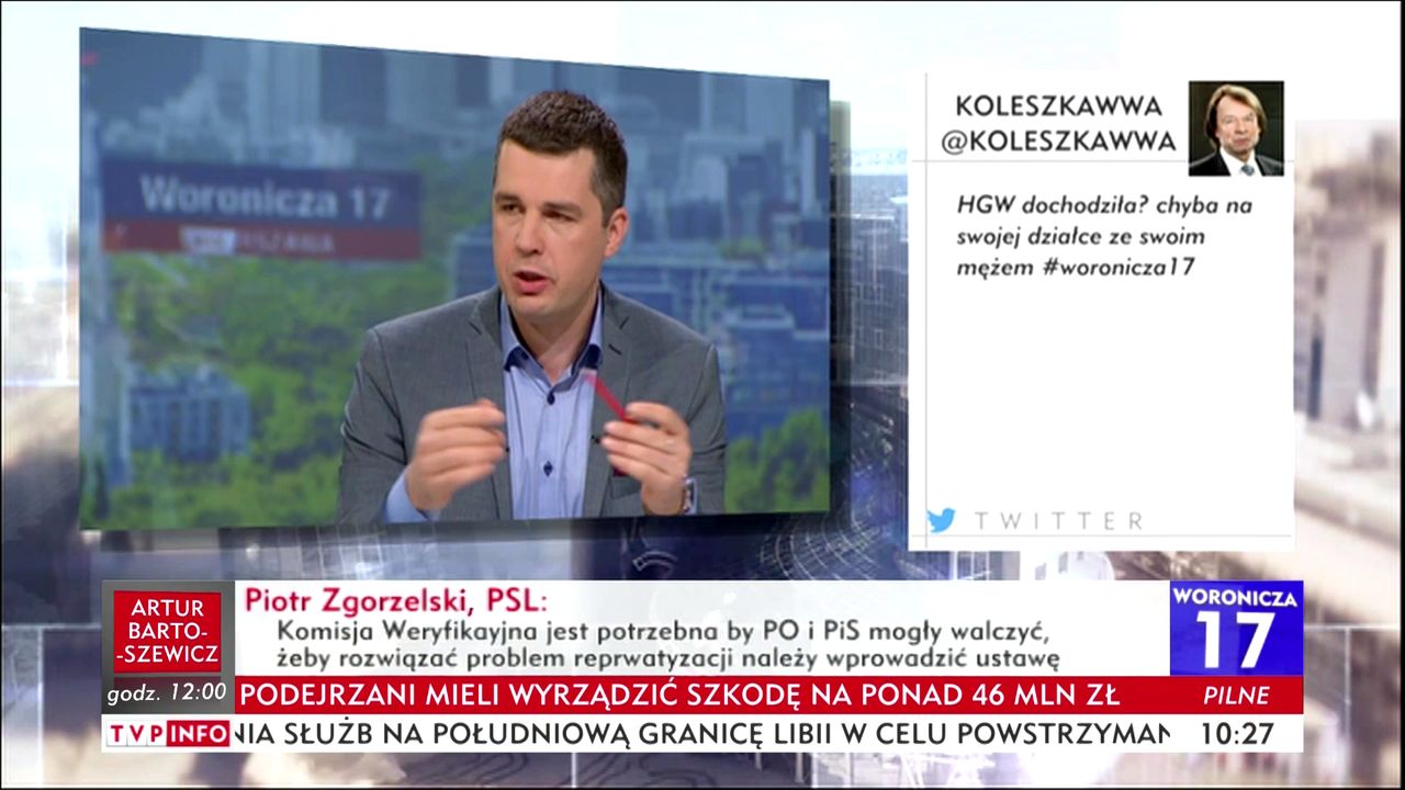 Gronkiewicz-Waltz "dochodziła". Wulgarny tweet w programie TVP Info