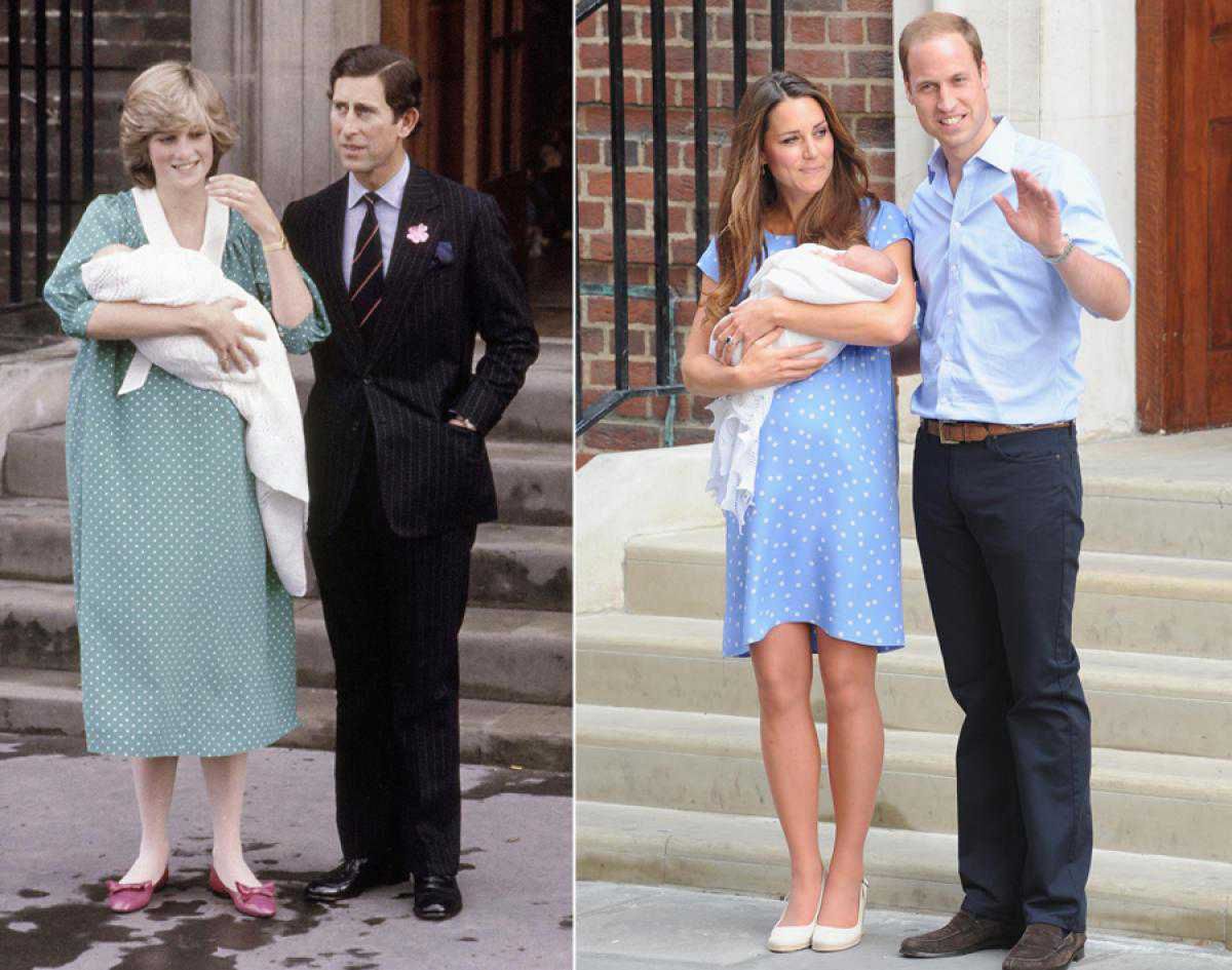 Księżna Kate i księżna Diana po narodzinach swoich pierwszych synów