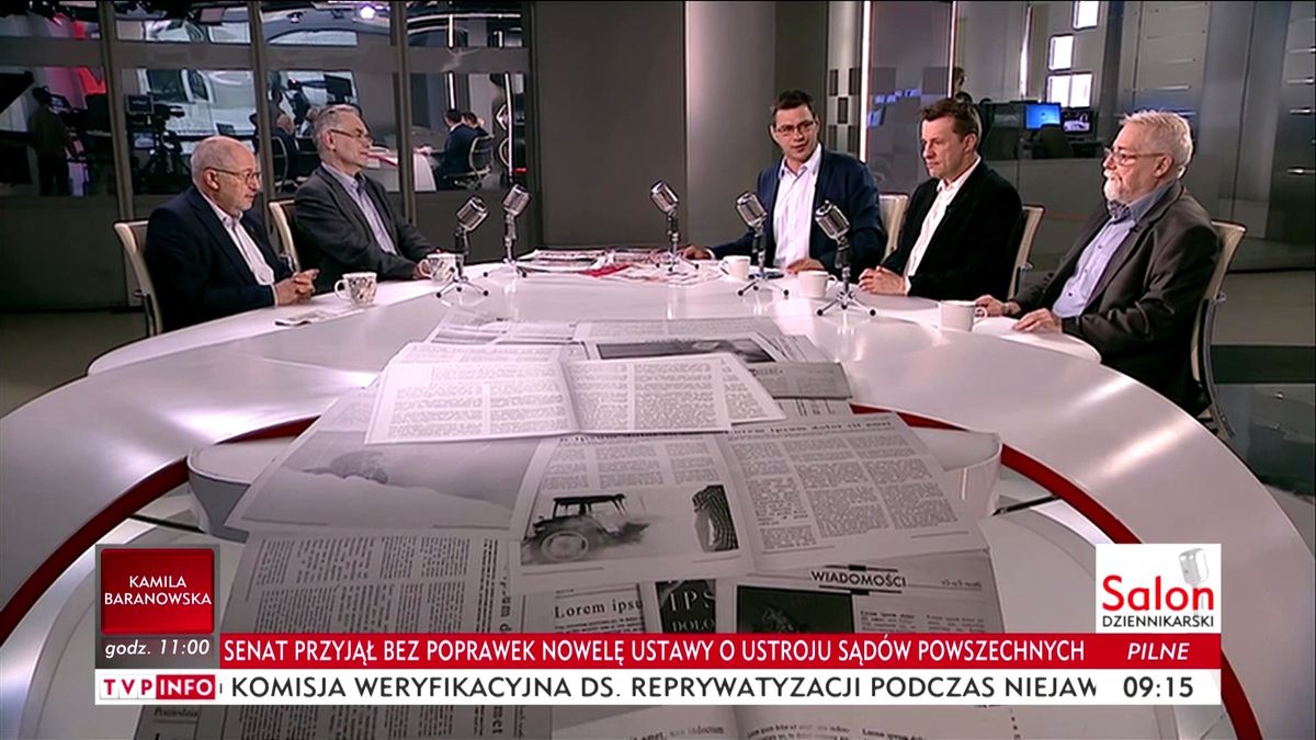 Dyskusja w programie "Salon Dziennikarski" w TVP Info.