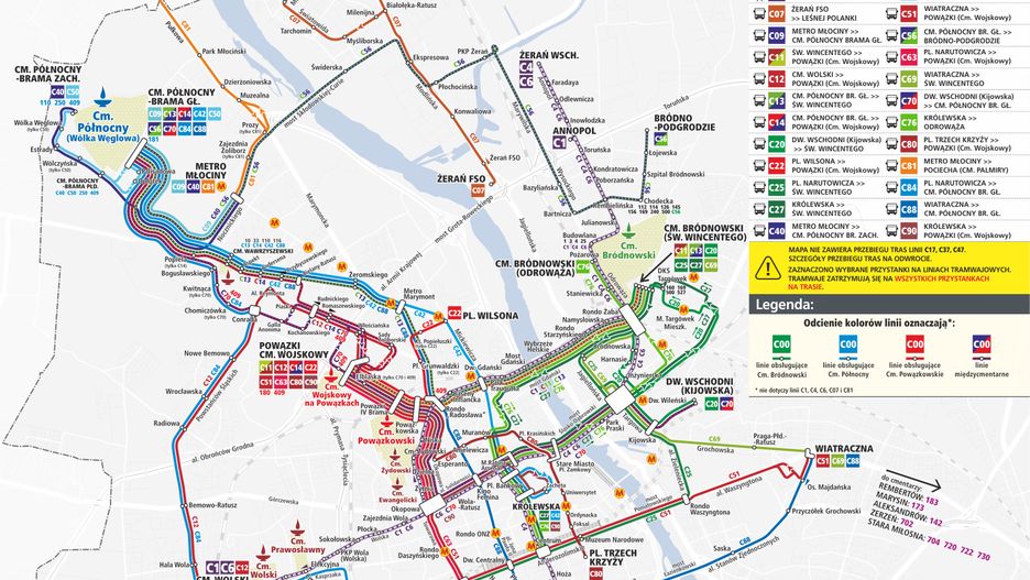 Warszawa. Zmiany w organizacji komunikacji miejskiej z powodu Wszystkich Świętych