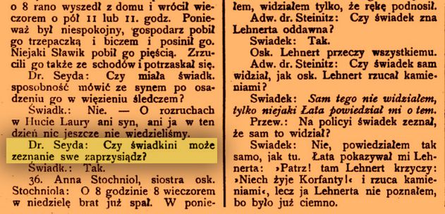 Świadkini w artykule opublikowanym przez gazetę „Górnoślązak” w 1901 roku 